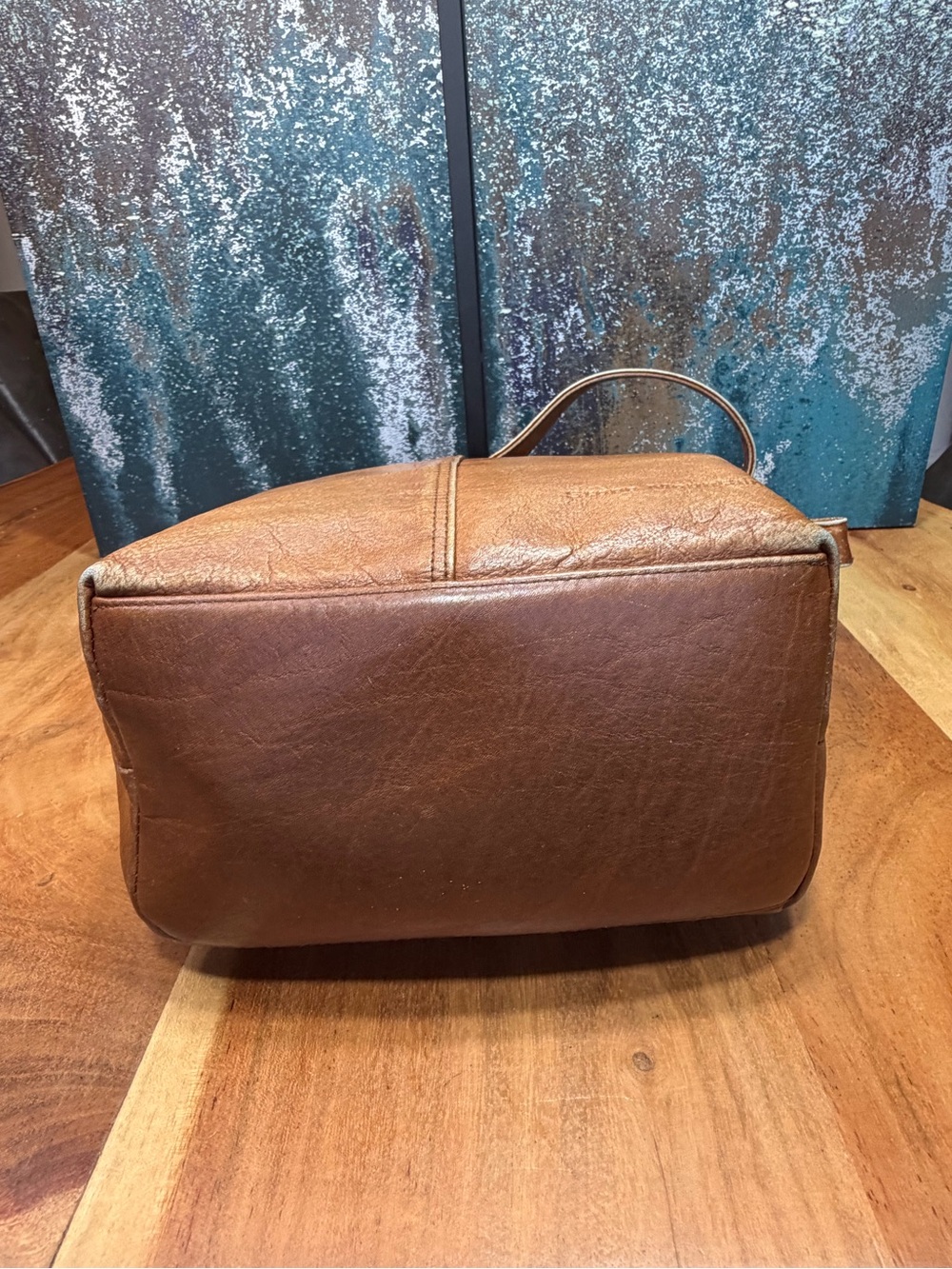 Boho Stone Mountain Vintage Y2K Distressed Tan Leather Bag - Picture 16 of 16